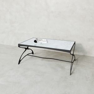 Журнальный стол ZINGEROSO Glass 102 х 62 см, белый мрамор/черный